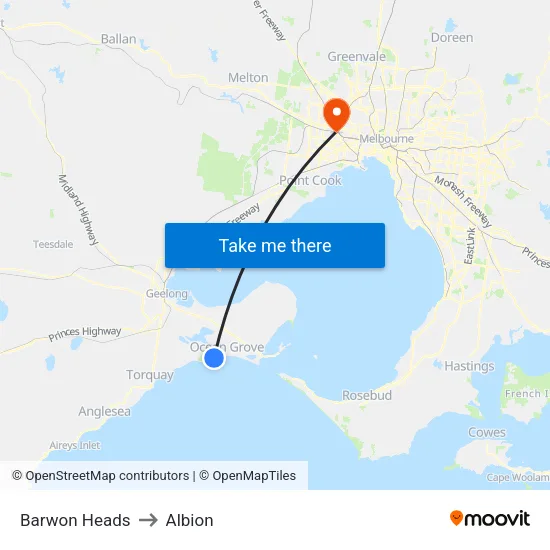 Barwon Heads to Albion map