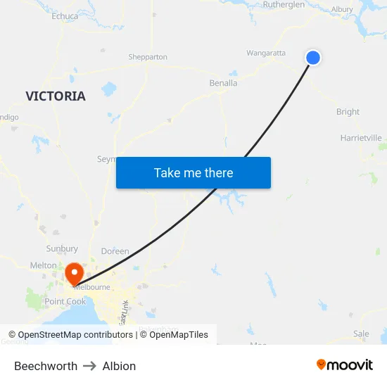 Beechworth to Albion map