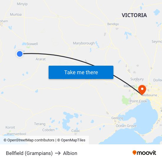 Bellfield (Grampians) to Albion map