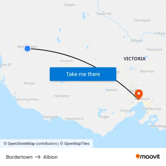 Bordertown to Albion map