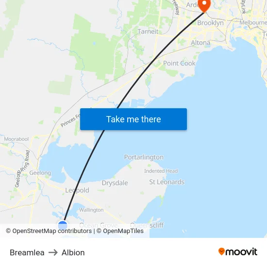 Breamlea to Albion map