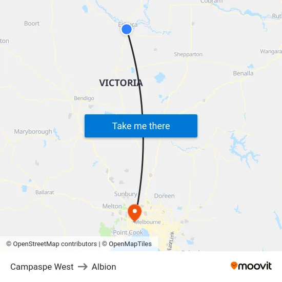 Campaspe West to Albion map