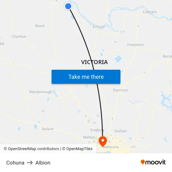 Cohuna to Albion map