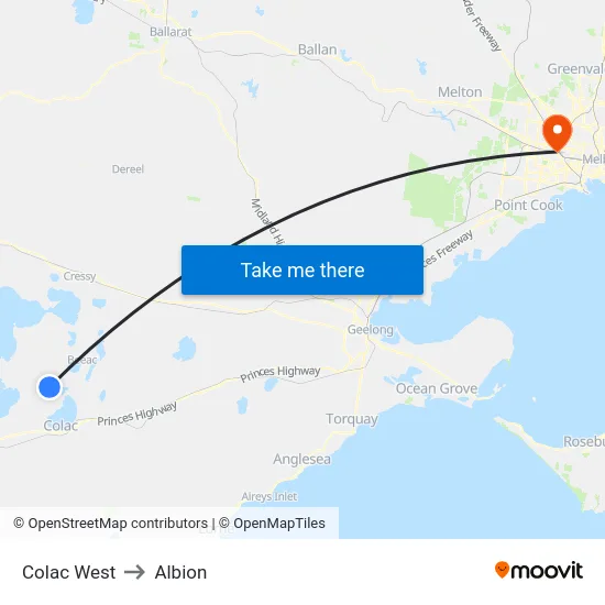 Colac West to Albion map