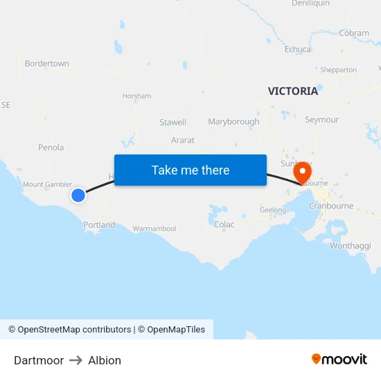 Dartmoor to Albion map
