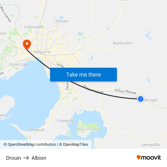 Drouin to Albion map