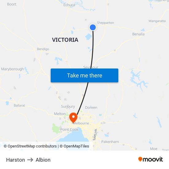 Harston to Albion map