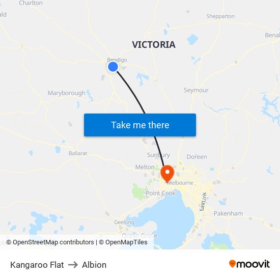 Kangaroo Flat to Albion map