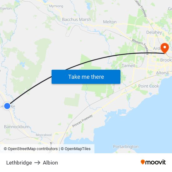 Lethbridge to Albion map