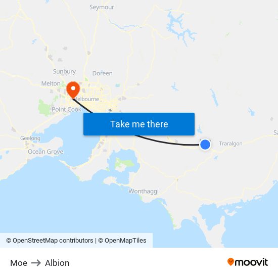 Moe to Albion map
