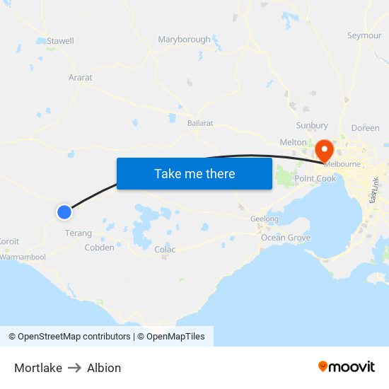 Mortlake to Albion map