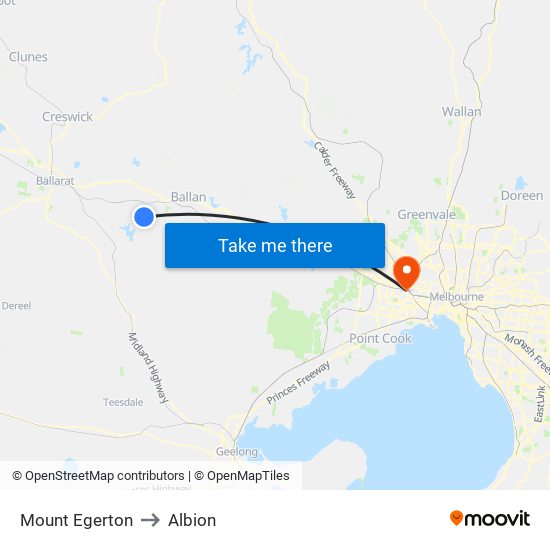 Mount Egerton to Albion map
