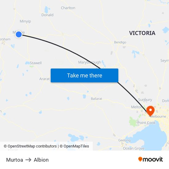 Murtoa to Albion map