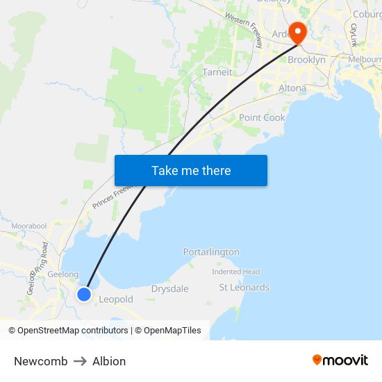 Newcomb to Albion map