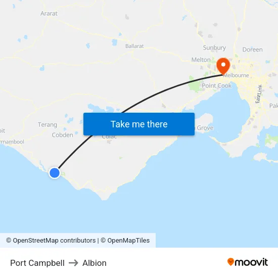 Port Campbell to Albion map
