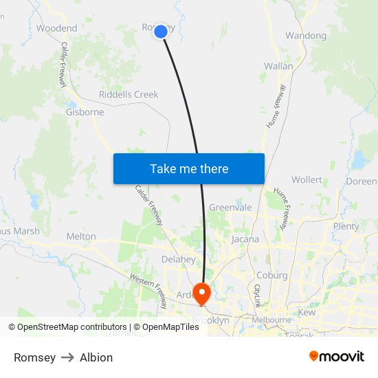 Romsey to Albion map