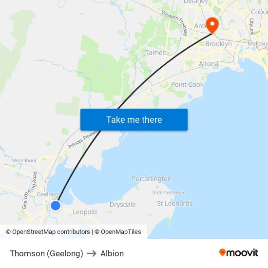 Thomson (Geelong) to Albion map