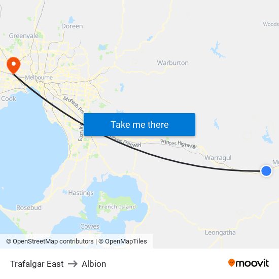 Trafalgar East to Albion map