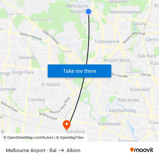 Melbourne Airport - Bal to Albion map