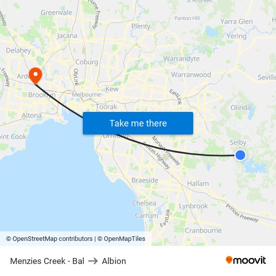 Menzies Creek - Bal to Albion map