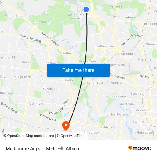 Melbourne Airport MEL to Albion map