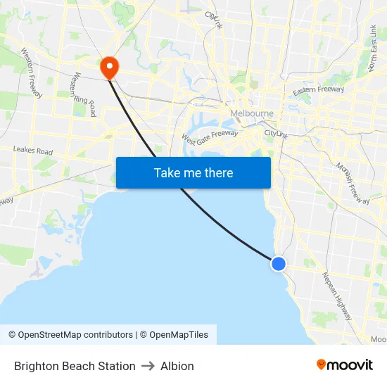 Brighton Beach Station to Albion map