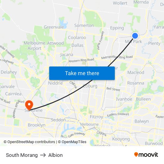 South Morang to Albion map