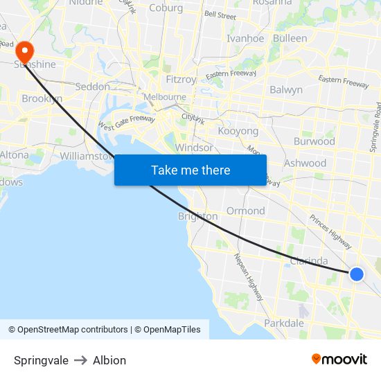Springvale to Albion map
