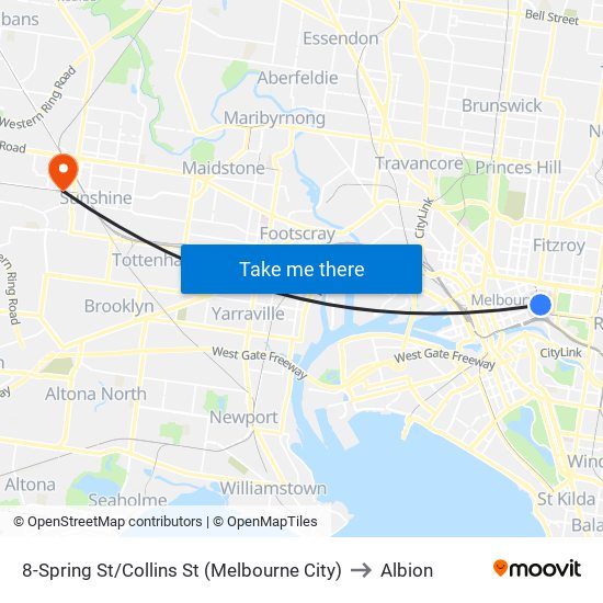 8-Spring St/Collins St (Melbourne City) to Albion map