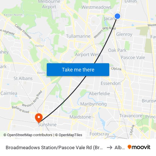 Broadmeadows Station/Pascoe Vale Rd (Broadmeadows) to Albion map