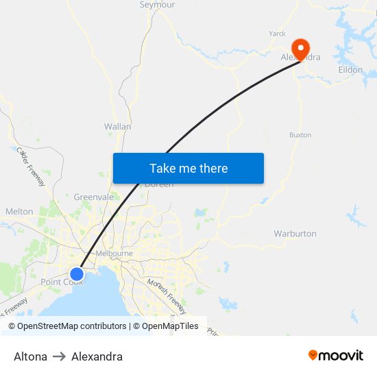 Altona to Alexandra map