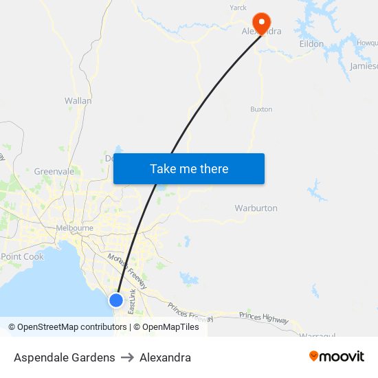 Aspendale Gardens to Alexandra map