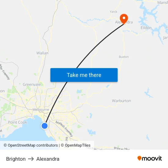 Brighton to Alexandra map