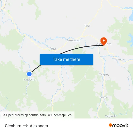 Glenburn to Alexandra map