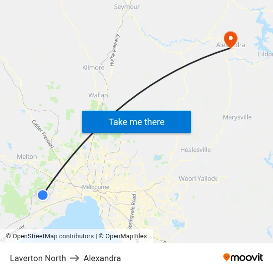 Laverton North to Alexandra map