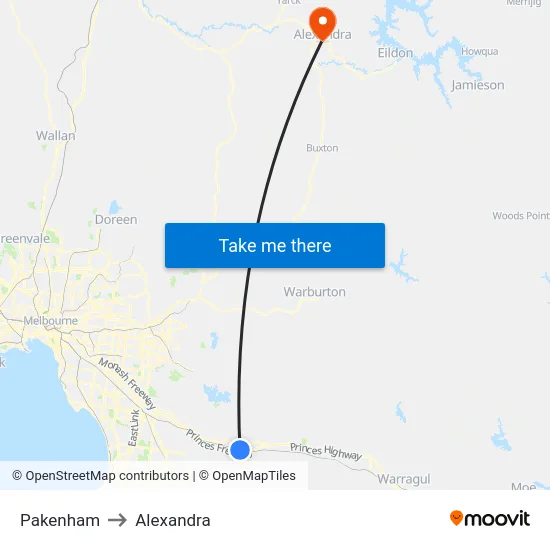 Pakenham to Alexandra map