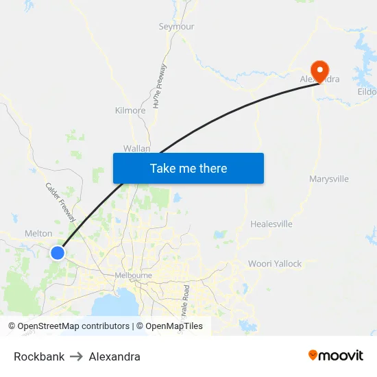 Rockbank to Alexandra map