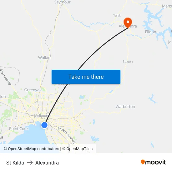 St Kilda to Alexandra map