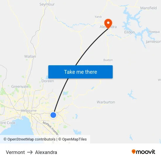 Vermont to Alexandra map