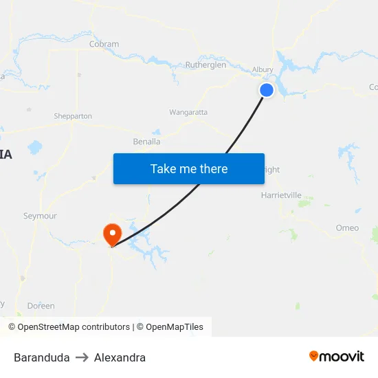 Baranduda to Alexandra map