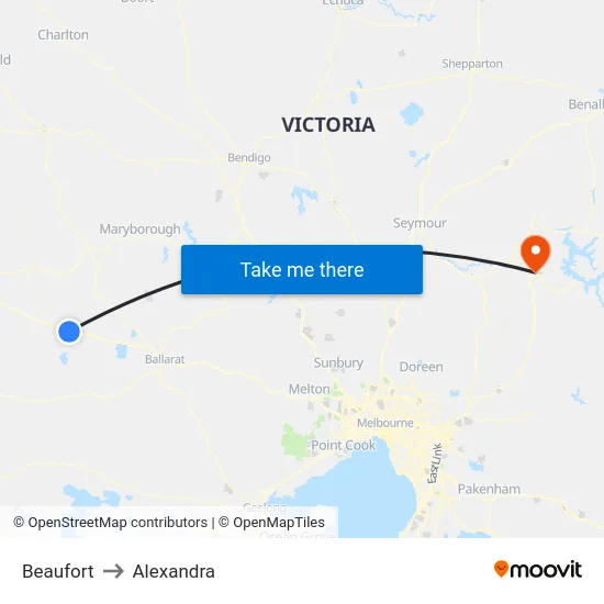 Beaufort to Alexandra map