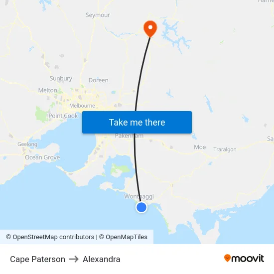 Cape Paterson to Alexandra map
