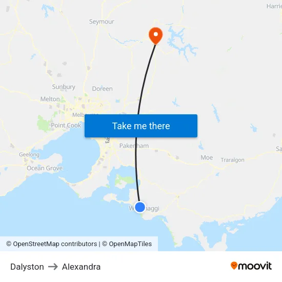 Dalyston to Alexandra map