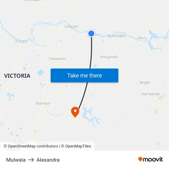 Mulwala to Alexandra map