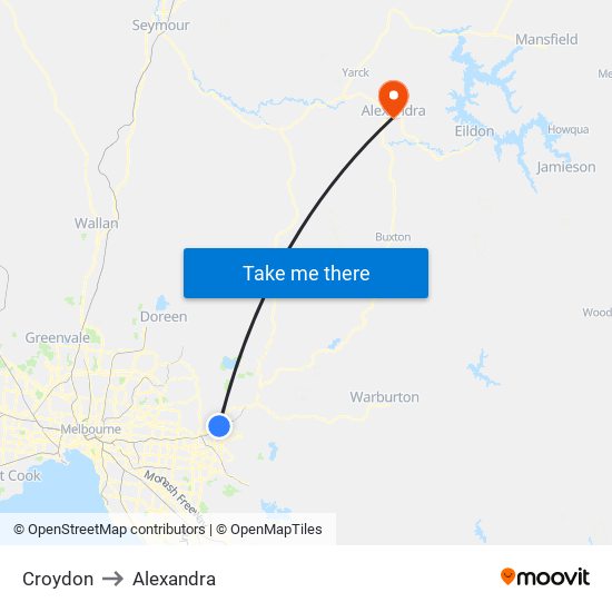 Croydon to Alexandra map