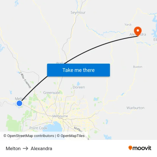 Melton to Alexandra map