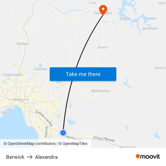 Berwick to Alexandra map