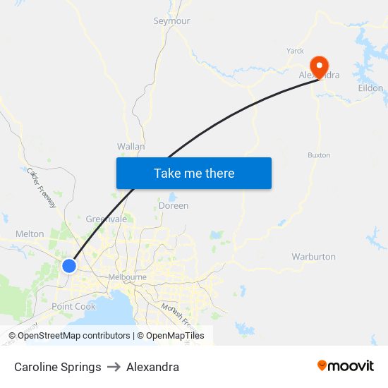 Caroline Springs to Alexandra map