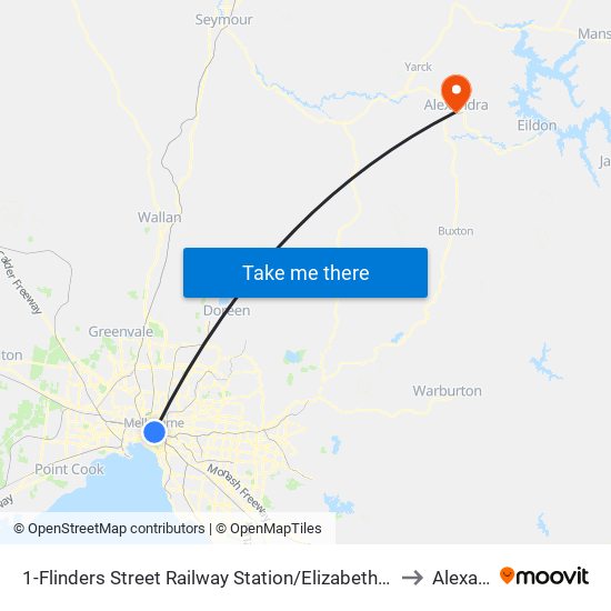 1-Flinders Street Railway Station/Elizabeth St (Melbourne City) to Alexandra map