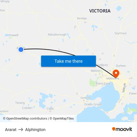 Ararat to Alphington map